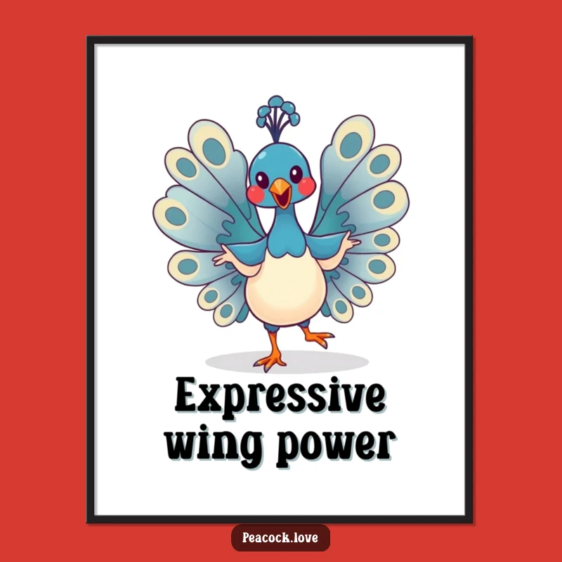 Funny Kawaii Peacock Digital Art Print: Instant Laughs for Your Walls