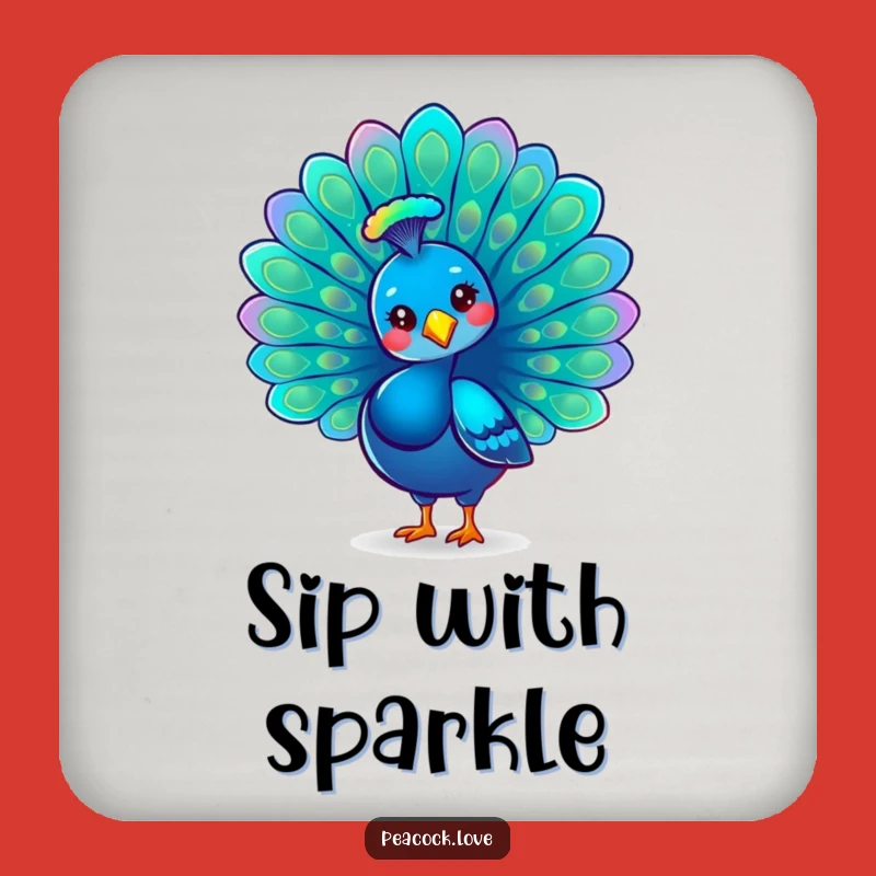 Funny Kawaii Peacock Pride Drink Coaster: Protect Surfaces with Style