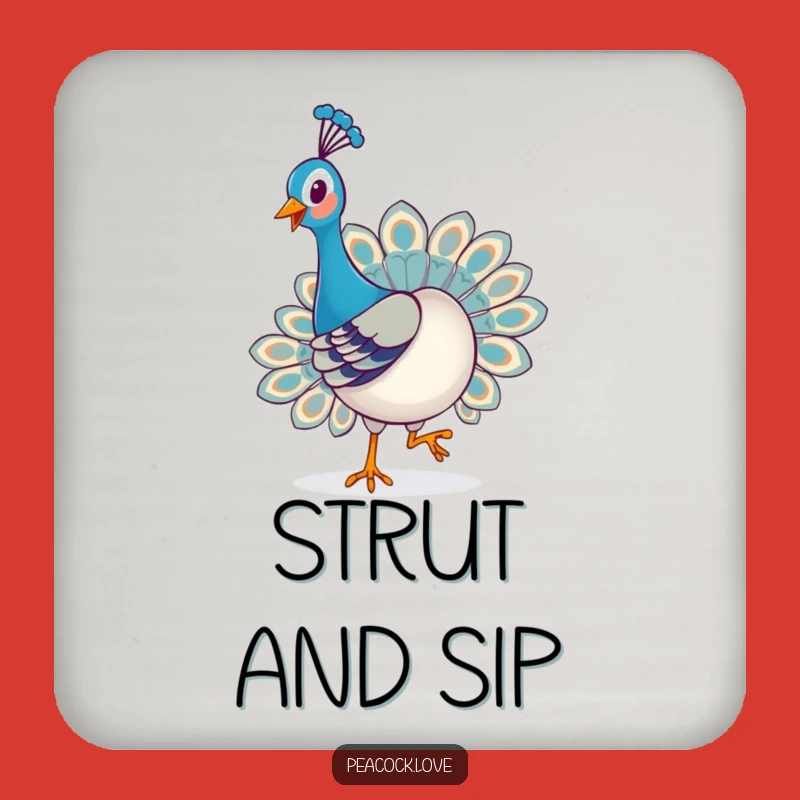 Funny Kawaii Peacock Strut Drink Coaster: Protect Surfaces with Charm