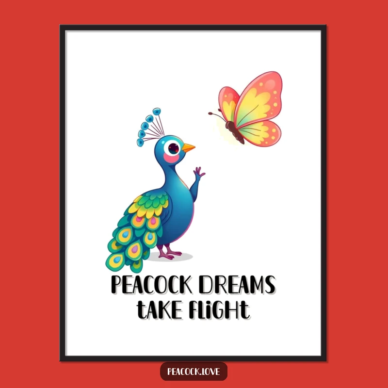 Free Printable Wall Art: Whimsical Peacock Butterfly Dreamy Downloadable Decor