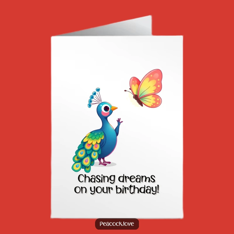 Free Printable Birthday Card: Whimsical Peacock Butterfly Hunt Downloadable Gift