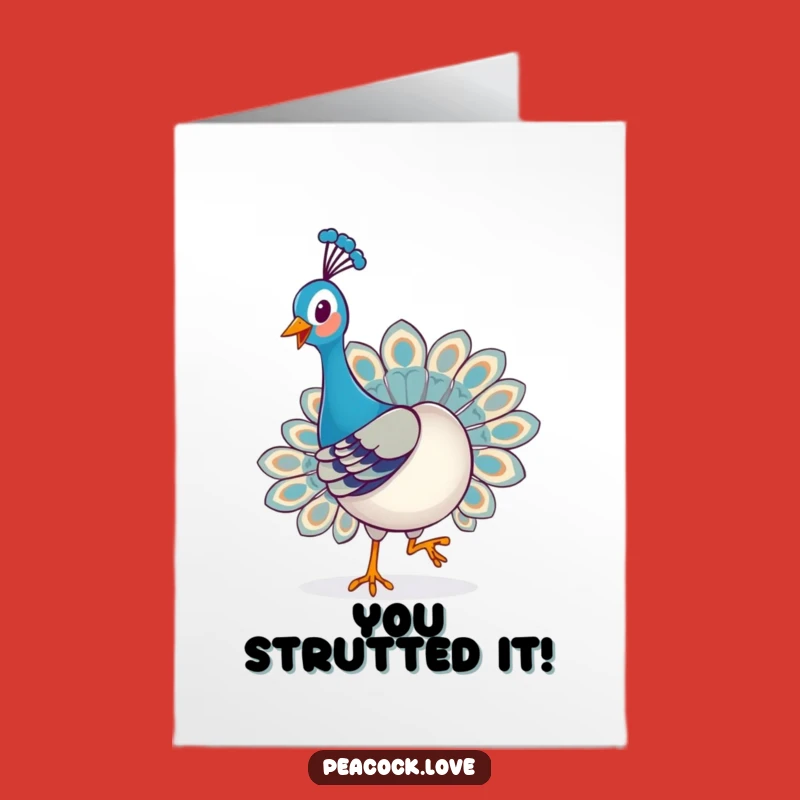 Free Printable Congrats Card: Strutting Peacock for Celebratory Strides