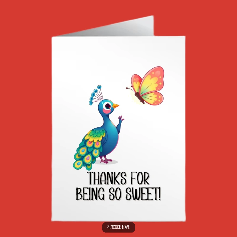 Free Printable Thank You Card: Sweet Peacock Butterfly Pursuit Download