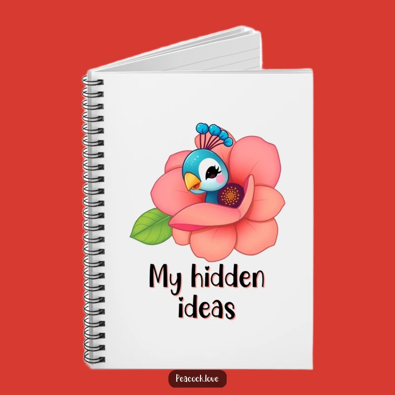 Funny Kawaii Peacock Flower Wink Notebook: Jot Down Secrets with a Wink