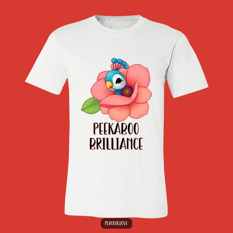 Funny Kawaii Peacock Flower Wink T-Shirt: Peek-a-Boo Style & Gift