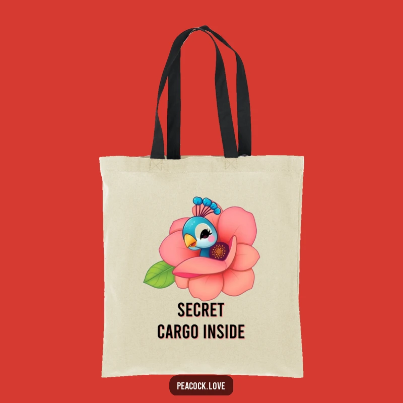 Funny Kawaii Peacock Flower Wink Tote Bag: Playful & Practical Gift